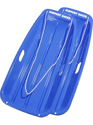 Photo 1 of Slippery Racer Downhill Sprinter Flexible Kids Toddler Plastic Cold-Resistant Toboggan Snow Sled with Pull Rope and Handles -35 Inch
