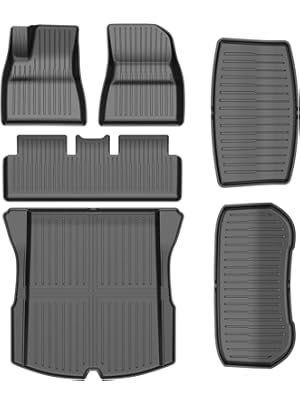 Photo 1 of 2024 2025 New Version Tesla Model 3 Highland Floor Mats Custom Fit All Weather TPE Cargo Liner Cargo Trunk Accessories,Compatible 2021-2025 Tesla Model 3 (2025 Model 3 Full Floor Mat Kit Set of 6)
