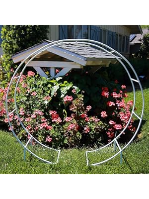 Photo 1 of 4.6 Ft Round Metal Arch Arbor for Indoor and Outdoor Event Party Decorations or Garden Plants - Easy Assembly with Support Legs Ground Anchors Screwdriver and Instructions (White 1PC)
