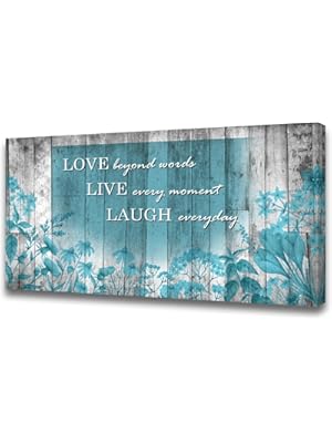 Photo 1 of Cao Gen Decor Art S07050 Wall Art Motivational Quotes Canvas Prints 1 Panels Teal Flowers Abstract Pictures Paintings Stretched and Framed for Living Room Bedroom Kicthen Office Artwork
