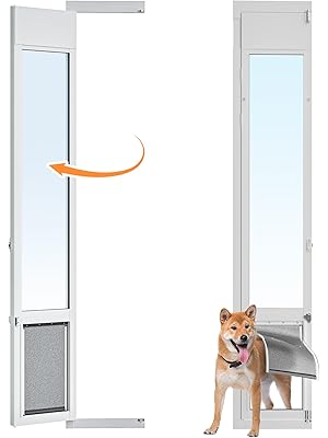 Photo 1 of Large Dog Door for Sliding Glass Door,Openable Pet Door for Sliding Glass Doors?All-Metal Framed & Panel & Lock,Adjustable 75 7/8" to 81" Slider Height -Large
