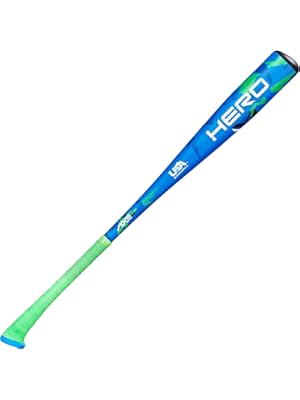 Photo 1 of Axe Hero USA Baseball Bat | Drop -12 | 1-Piece Alloy | 2 1/2" Barrel | Balanced Lightweight Design for Maximum Bat Speed | Great for Youth, Beginners | Blue/Green
