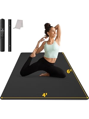 Photo 1 of CAMBIVO Large Yoga Mat (6'x 4'), Extra Wide Workout Mat for Men and Women, Yoga Mat Thick 1/3 &1/4 Exercise Mats for Home Workout, Yoga, Pilates (Black,1/4 inch)
