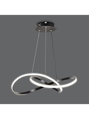 Photo 1 of Viruhaka Modern LED Pendant Light Fixture?Black Contemporary Ceiling Hanging Fixture with Irregular Ring Lights for Dining Living Room Bedroom Kitchen Island Cafe?4000K?Neutral Light ?
