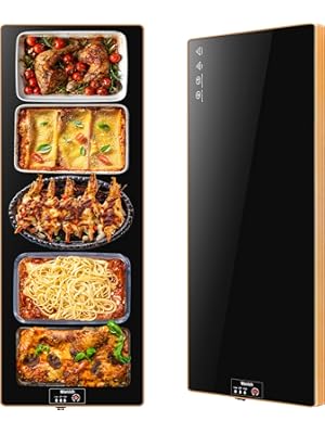 Photo 1 of Electric Warming Tray?Extra Long 40”x12”??Food Warmer with Thermostat and Full Surface Heating?Food Warming Mat with 2 Temperature Modes for Parties Buffet?Gatherings?Gold Edge Warming Mat for Food
