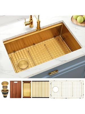 Photo 1 of Undermount Kitchen Sink,Gold Sink with Workstation and Accessories,Deep and Large Single Bowl Stainless Steel Kitchen Sink 16 gauge(28" X 18")
