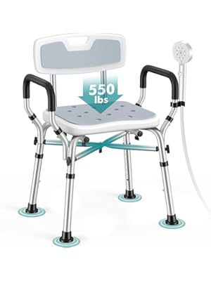 Photo 1 of VFAUOSIT Shower Chair for Inside Shower, FSA/HSA Eligible 6-Height (550 lb) Shower Chair for Elderly and Disabled with Arms and Back, Shower Seats for Adults with Shower Bag, Bath Chairs for Seniors
