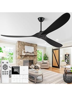 Photo 1 of Eliora 88" Ceiling Fans without Lights, Wood Ceiling Fan no Light with Remote, Large Outdoor Ceiling Fan for Patio, Porch, Bedroom, 6 Speed, Quiet DC Motor, ETL Listed-Black
