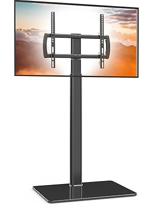 Photo 1 of Universal Floor TV Stand with Mount 80 Degree Swivel Height Adjustable and Space Saving Design for Most 27 to 65 inch LCD, LED OLED TVs, Perfect for Corner & Bedroom HT1002B
