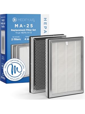 Photo 1 of Medify Air Medify MA-25 Genuine Replacement Filter | for Allergens, Wildfire Smoke, Dust, Odors, Pollen, Pet Dander | 3 in 1 with Pre-Filter, H13 HEPA, and Activated Carbon for 99.9% Removal | 4-Pack
