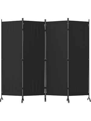 Photo 1 of Room Divider, 4 Panel Folding Privacy Screens, 88” Portable Room Dividers with Metal Feet, Lightweight 6FT Partition Divider for Room Separation Wall Divider Screen for Bedroom Office (Black)
