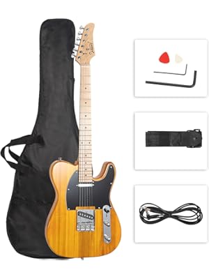 Photo 1 of GLARRY 39" GTL Electric Guitar for Music Lover, SS Pickups Maple Fingerboard with Accessories Pack Guitar Bag(Transparent Yellow)
