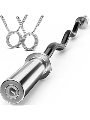 Photo 1 of FEIERDUN Olympic Barbell EZ Curl Bar 47in/4ft/5ft/6ft/7ft for Weightlifting, Hip Thrusts, Squats and Lunges, Suitable for 2 inch Weight Plates,with 2 Spring Collars
