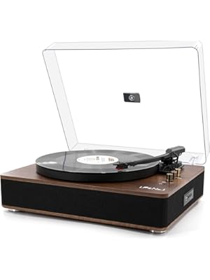Photo 1 of LP&No.1 Record Player with Stereo Speakers, 3-Speed Belt-Drive Turntable for Vinyl Records with Wireless Playback and Auto-Stop,Walnut Wood
