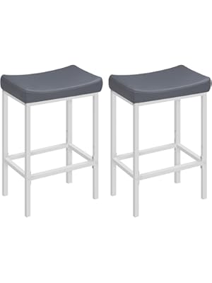 Photo 1 of HOOBRO Bar Stools, Set of 2 Bar Chairs, Counter Height Stools, Saddle Stools with Curved Surface, Kitchen Stools, 24.8 Inches, 2.4" Thick Upholstery, for Kitchen, Dining Room, White and Gray WG10BY01
