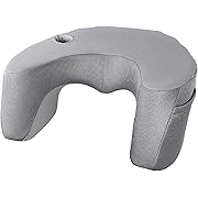 Photo 1 of Portable Reading Pillow for Bed Adult, Soft Arm Rest Pillow with Cup Holder for Desk, Lap Desk Pillow with Pockets for Couch Floor Car, Working Writing Relaxing(Gray)
