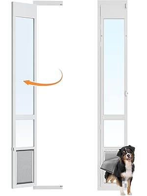 Photo 1 of Large Dog Door for Sliding Glass Door, Openable Doggy Door for Sliding Glass Doors Large Dog Insert, All-Metal Framed, Adjustable Height 91 7/16" to 96" - Large Tall
