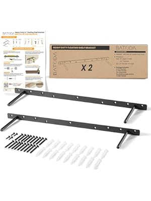 Photo 1 of BATODA 24" Heavy Duty Floating Shelf Bracket (2 pcs) – Solid Steel Blind Shelf Supports - Hidden Brackets for Floating Wood Shelves - Blind Shelf Support - Shelving Mounting Hardware Included(Pack 2)
