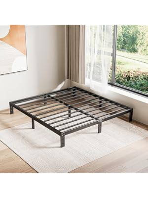 Photo 1 of Heavy Duty Low Bed Frame, 7-Inch Metal King Size Bed Frame, No Box Spring Needed, Easy Assembly, Black
