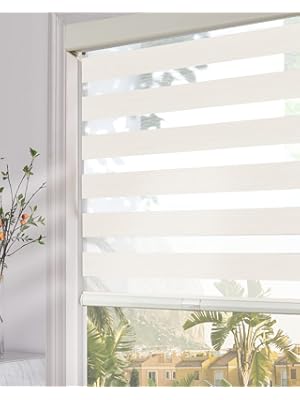 Photo 1 of Persilux Cordless Zebra Blinds for Windows (36" W x 72" H, Beige) with Upgraded Cassette Light Filtering Dual Layers Sheer Shades Free-Stop Thermal Insulated Roller Blinds for Home
