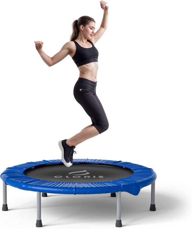 Photo 1 of CLORIS 36'' Foldable Fitness Trampoline - Max Load 170lbs, Rebounder with Adjustable Foam Handle Indoor/Outdoor Fitness Body Exercise
