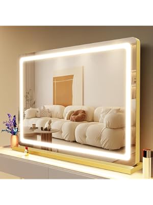 Photo 1 of Makeup Vanity Mirror with USB Charging Port 32" x 24" Large LED Makeup Mirror, Desk Mirorr with Lights, Light up Mirror with 10X Magnification and, Dimmable 3 Modes, Touch Screen Control
