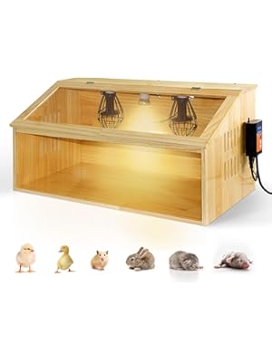Photo 1 of Brooder Box for Chicks, Chicken Brooder Box with thermostat & 3 Heat Lamps, Chick Brooder Box Kit with Heat, Brooder Box for Baby Chicks Ducks Quails Hamsters for 30 Chicks,31.5"*14.7"*15.7"
