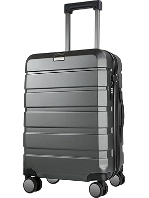 Photo 1 of KROSER Hardside Expandable Carry On Luggage with Spinner Wheels & Built-in TSA Lock, Durable Suitcase Rolling Luggage with USB Port, Carry-On 20-Inch Steel Grey
