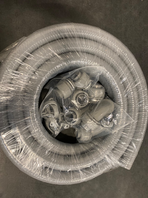 Photo 1 of DWALE Liquid-Tight Conduit and Connector Kit, Flexible Non-Metallic Electrical 3/4inch 25ft Conduit, with 4 Straight and 3 Angle Fittings Included, 3/4 in. Dia.
