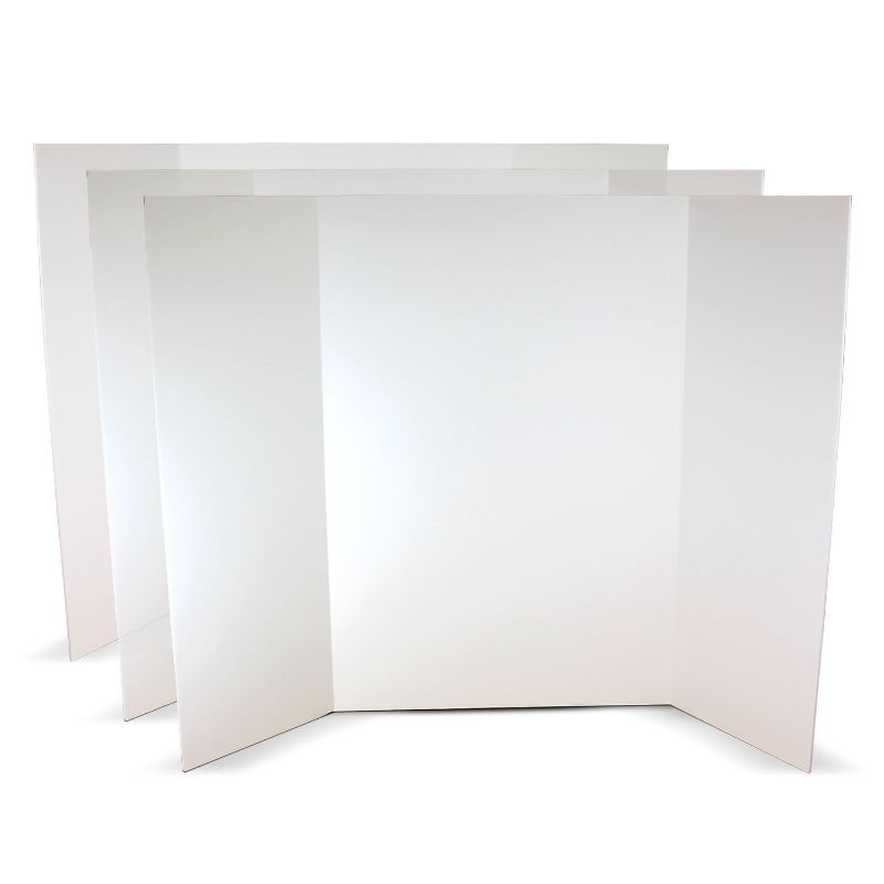 Photo 1 of 5Pcs Small Trifold Poster Board, 21 x 14 inches White Tri Fold Poster Boards Corrugated Presentation Board Science Fair Display Boards for School Fun Projects, Exhibitions and Business