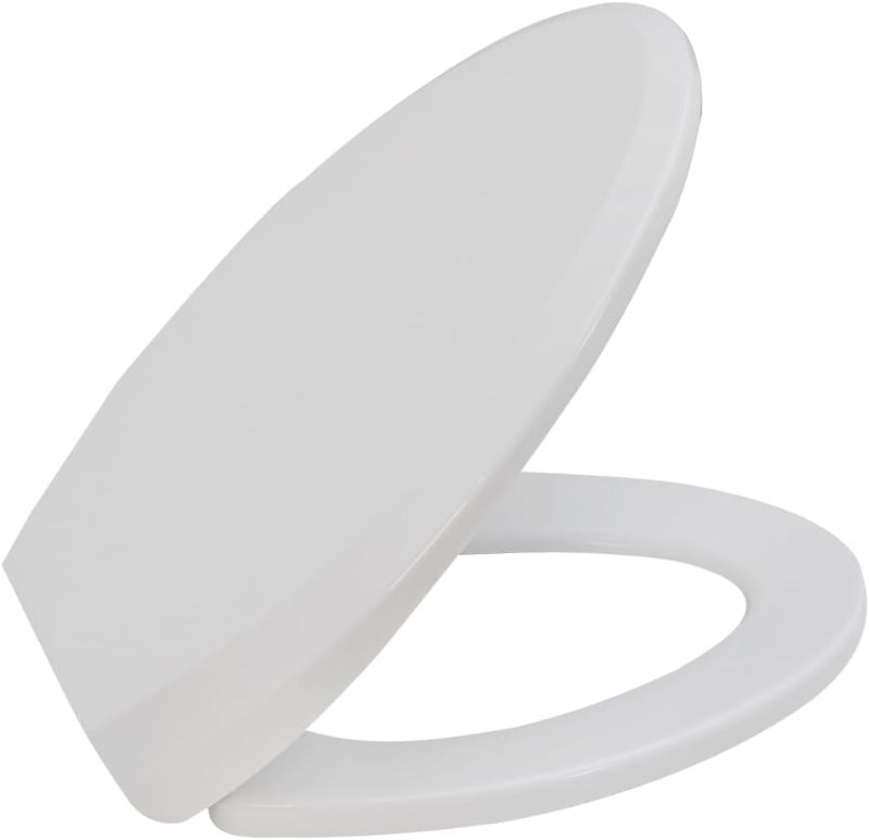 Photo 1 of Premium Elongated Toilet Seat with Cover Quiet Close, Two-Click to Quick Release, Easy Installation Never Loosen Hinge, Slow Close Toilet Seat and Cover, Easy Cleaning-White Color (Elongated)