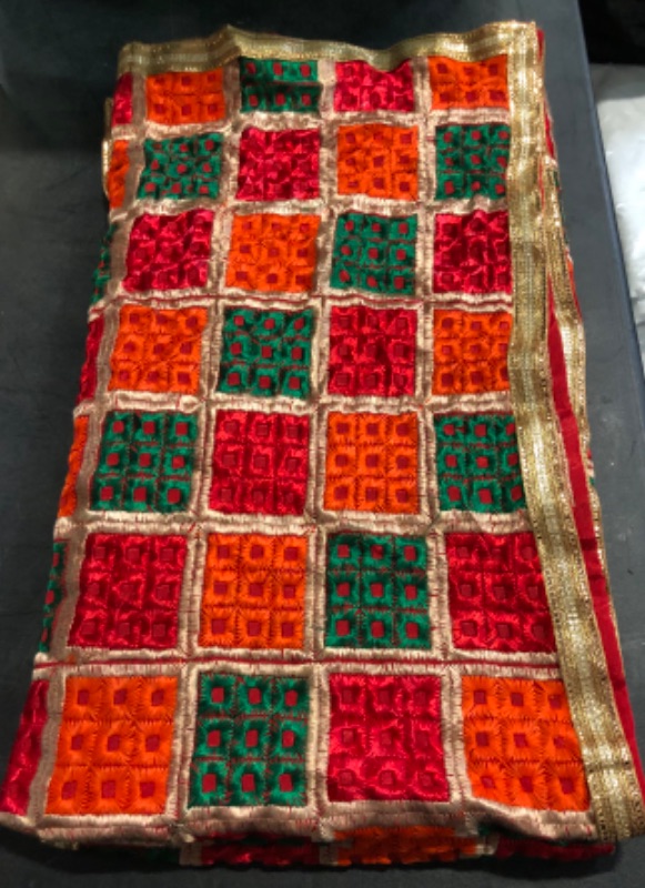 Photo 1 of Women's Indian Handicraft Ethnic Dupatta Heavy Phulkari Embroidery Dupatta Chunni/Stole/Scarf