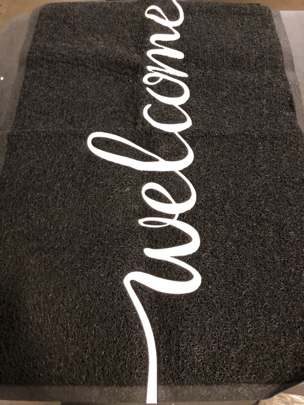 Photo 1 of Black Door Mat Welcome Mats Outdoor Indoor Non-Slip Doormat for Entryway Low-Profile Floor Mat for Yard, Garage, High Traffic Areas (30"x17.5", Black)