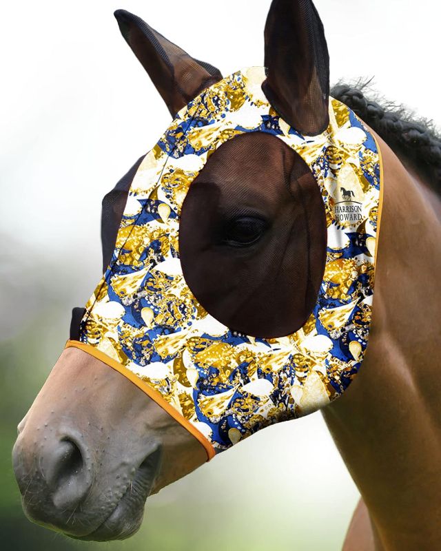 Photo 1 of **Different Pattern* Harrison Howard Super Comfort Stretchy Fly Mask Large Eye Space with UV Protection Soft on Skin with Breathability Luxe Vibe L Full Size 