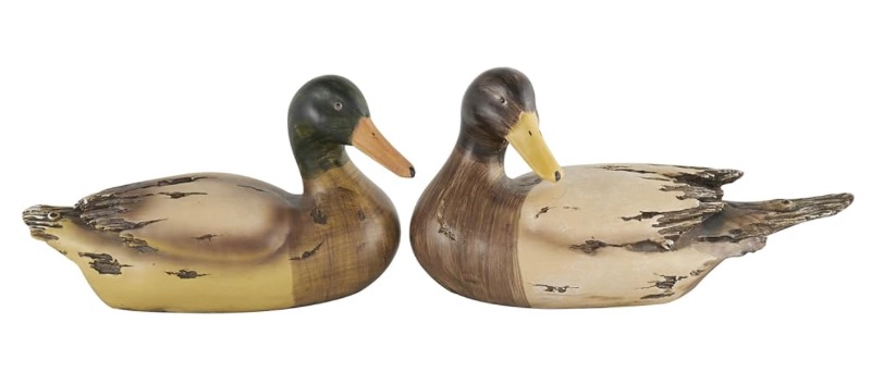 Photo 1 of Deco 79 Polystone Duck Sculpture , Set of 2 14", Beige 