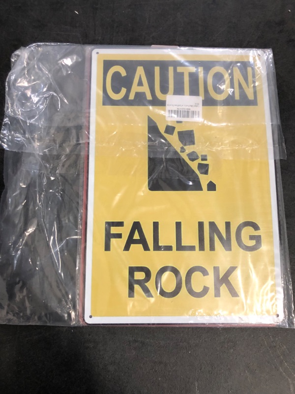 Photo 1 of ZMKDLL Caution Falling Rock Safety Sign Metal Sign Wall Decor 12"x8"