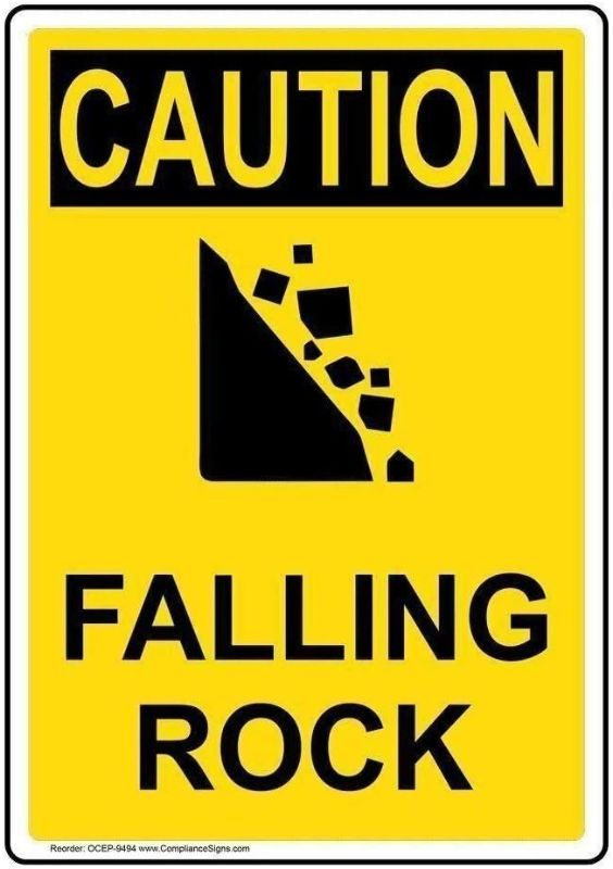 Photo 1 of ZMKDLL Caution Falling Rock Safety Sign Metal Sign Wall Decor 12"x8"