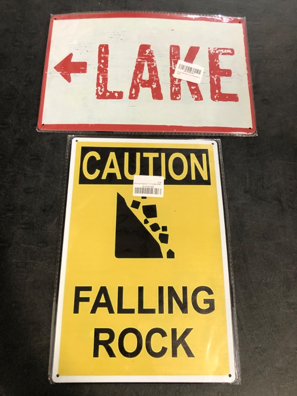Photo 1 of ZMKDLL Caution Falling Rock Safety Sign Metal Sign Wall Decor 12"x8"