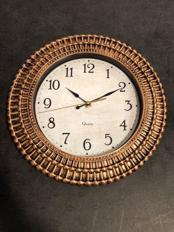 Photo 1 of Bekith Wall Clock 12 Inch Silent Non-Ticking Retro Wall Clocks Battery Operated, Round Vintage Decorative Clock for Kitchen, Home, Office, Bedroom, Living Room, Bathroom, School