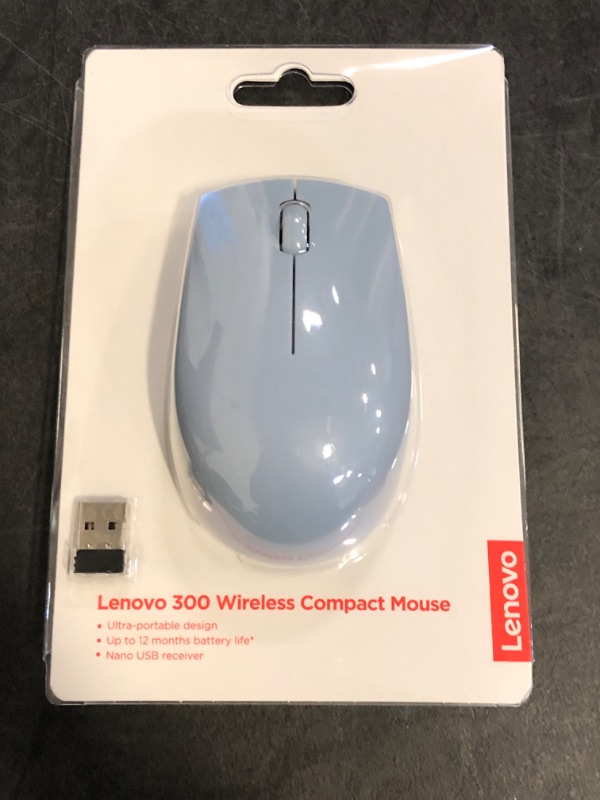 Photo 1 of Lenovo 300 Wireless Mouse – Computer Mouse for PC, Laptop with Windows – Ambidextrous Design – 2.4 GHz Nano USB Receiver – 12 Month Battery Life