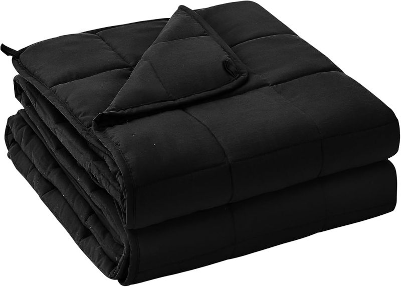 Photo 1 of  Weighted Blanket for Adults (20 lbs, 60" x 80", Black) Cooling Heavy Blanket for Sleeping Perfect for 190-210 lbs, Queen Size Breathable Blanket with Premium Glass Bead, Machine Washable