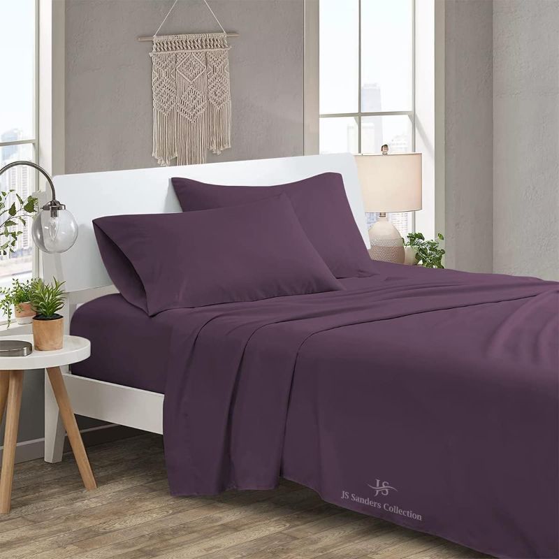 Photo 1 of 4 Piece Sheet Set 100% Egyptian Cotton Bed Sheets 1000 Thread Count Luxury Hotel Quality Sheet Set Italian Finish Premium Sheets Long Staple Fits Up to 18 Inch Deep Pocket (Queen, Plum)
