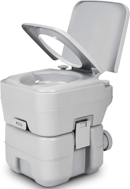 Photo 1 of YITAHOME Portable Toilet, Camping Toilet, Travel RV Toilet,5.3 Gallon Detachable Waste Tank, Double Water Spouts, Portable Toilet for Camping, Hiking, Hunting, Boating, Gray