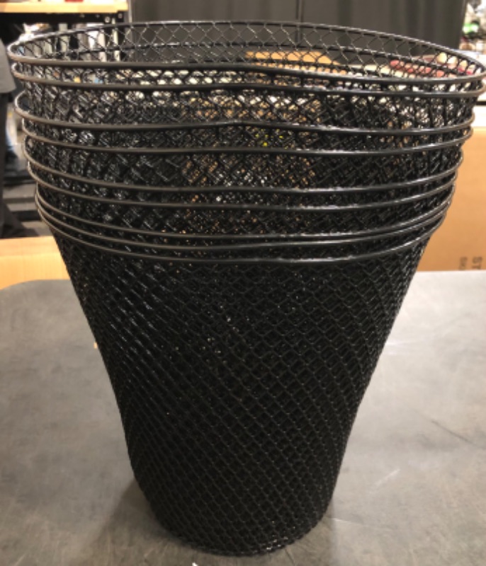 Photo 1 of 10 Pack Round Waste Basket,Wire Mesh Desk Metal Trash Garbage Can Wastebasket Recycling Black Trash Bins Garbage Container for Bedroom Office School Kitchen Home Living Room Bathroom