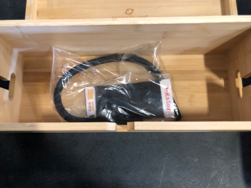 Photo 1 of **Not color shown in picture* Large Cable Management Box-Stylish Wire Organizer, Wire Concealer and Wire Management Box-Wire Management Box with Protective Sleeve< Nature Wood