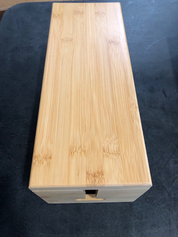 Photo 1 of **Not color shown in picture* Large Cable Management Box-Stylish Wire Organizer, Wire Concealer and Wire Management Box-Wire Management Box with Protective Sleeve< Nature Wood