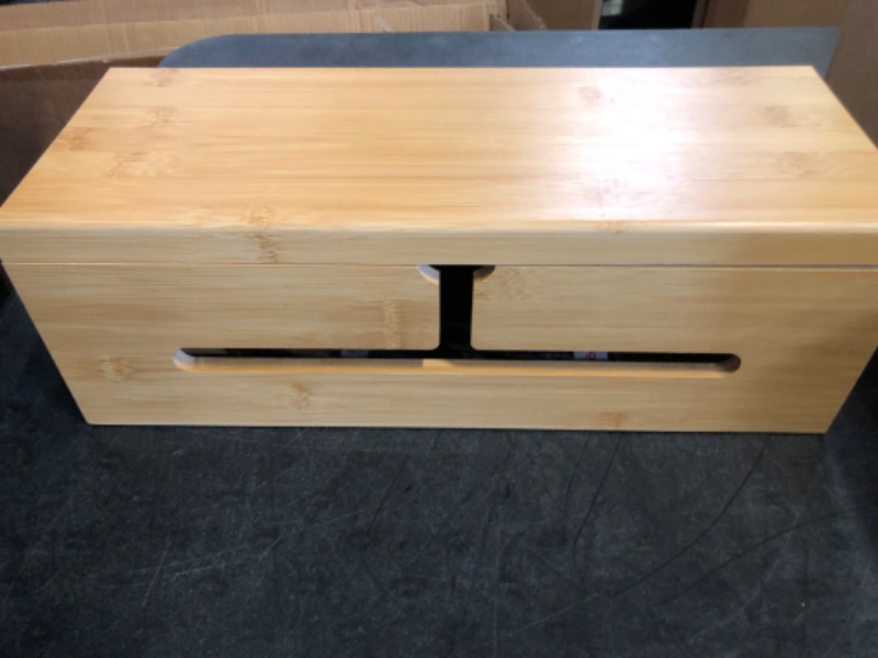 Photo 1 of **Not color shown in picture* Large Cable Management Box-Stylish Wire Organizer, Wire Concealer and Wire Management Box-Wire Management Box with Protective Sleeve< Nature Wood