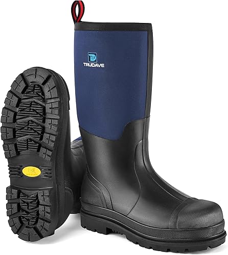 Photo 1 of Size 11 Men's Rubber Boots with Steel Shank, Warm Waterproof Insulated Reliable Outdoor Rain Boots, 5mm Neoprene Anti-slip All Season Dry Work Hunting Mud Boots, High Traction