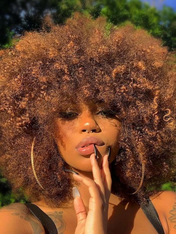 Photo 1 of Afro Wig 14Inch 70s Mixed Brown Afro Kinky Curly Wig Bouncy Huge Fluffy Puff Wigs Synthetic Hair for Cosplay Daily and Party (Mixed Brown)