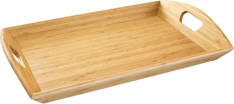Photo 1 of Totally Bamboo Butler's Serving Tray with Handles, Decorative Tray for Ottoman or Coffee Table, 23" x 15"